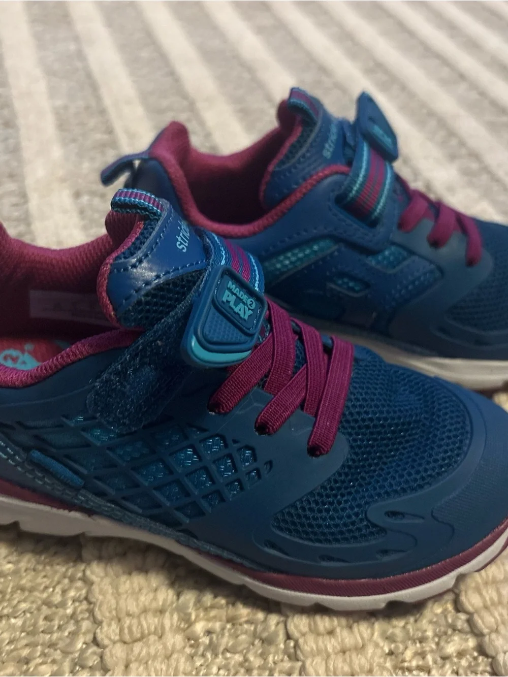 Stride Rite Navy and Burgundy Kids Athletic Sneakers